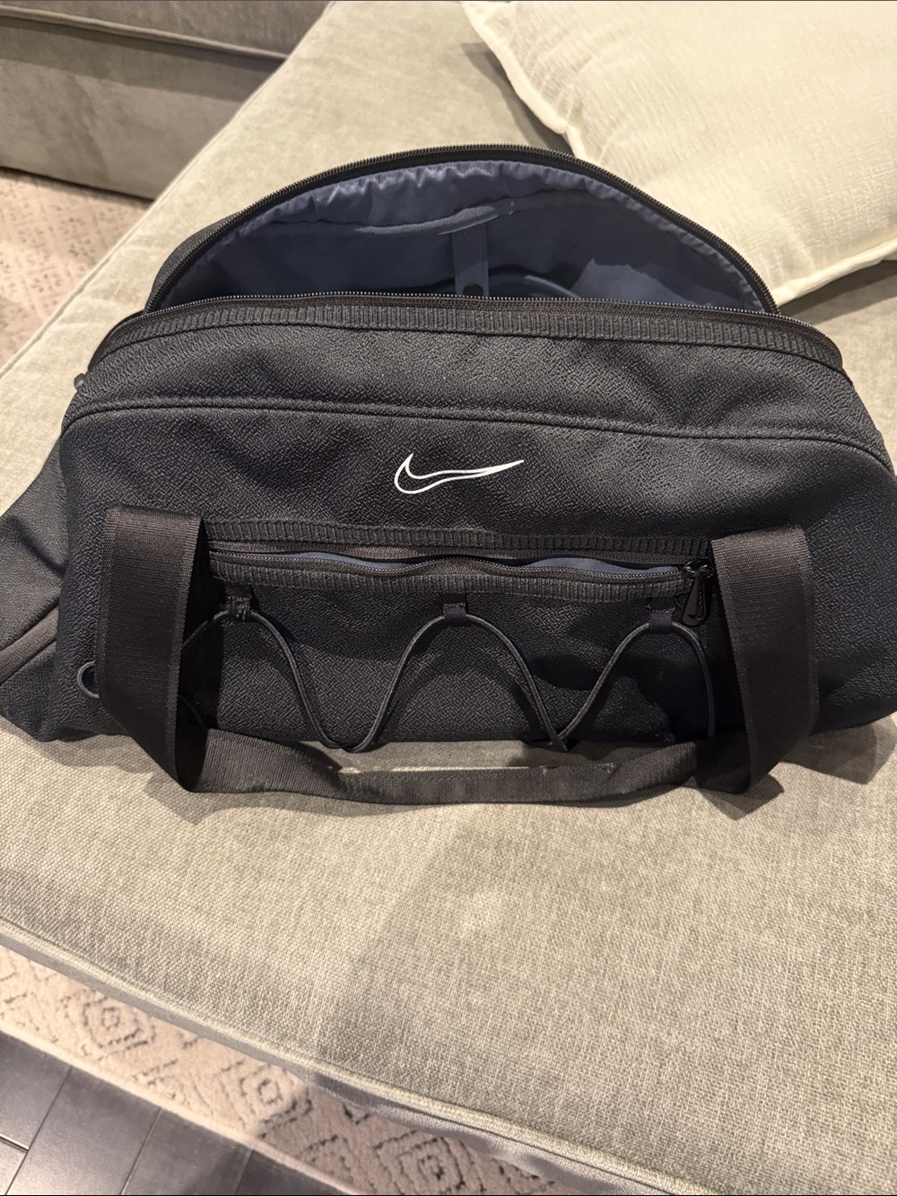 Nike Black Duffel with White Swoosh